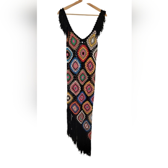 Coastal Cruise Crochet Maxi Dress/Coverup Black/Multi Size Small/Medium - Picture 6 of 9